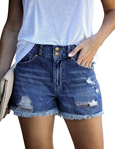 Mid Rise Shorts Frayed Raw Hem Ripped Denim Jean Shorts - Easy Pickins Store