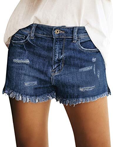 Mid Rise Shorts Frayed Raw Hem Ripped Denim Jean Shorts - Easy Pickins Store