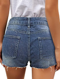 Mid Rise Shorts Frayed Raw Hem Ripped Denim Jean Shorts - Easy Pickins Store