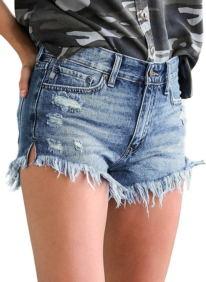 Mid Rise Shorts Frayed Raw Hem Ripped Denim Jean Shorts - Easy Pickins Store