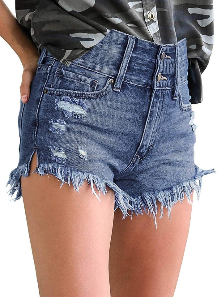 Mid Rise Shorts Frayed Raw Hem Ripped Denim Jean Shorts - Easy Pickins Store