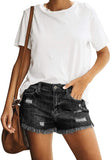Mid Rise Shorts Frayed Raw Hem Ripped Denim Jean Shorts - Easy Pickins Store