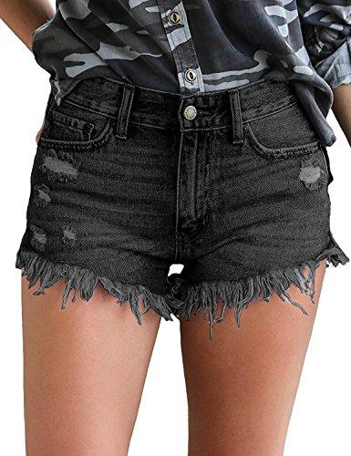 Mid Rise Shorts Frayed Raw Hem Ripped Denim Jean Shorts - Easy Pickins Store