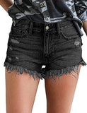 Mid Rise Shorts Frayed Raw Hem Ripped Denim Jean Shorts - Easy Pickins Store