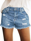 Mid Rise Shorts Frayed Raw Hem Ripped Denim Jean Shorts - Easy Pickins Store