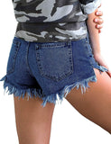 Mid Rise Shorts Frayed Raw Hem Ripped Denim Jean Shorts - Easy Pickins Store