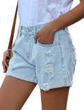 Mid Rise Shorts Frayed Raw Hem Ripped Denim Jean Shorts - Easy Pickins Store