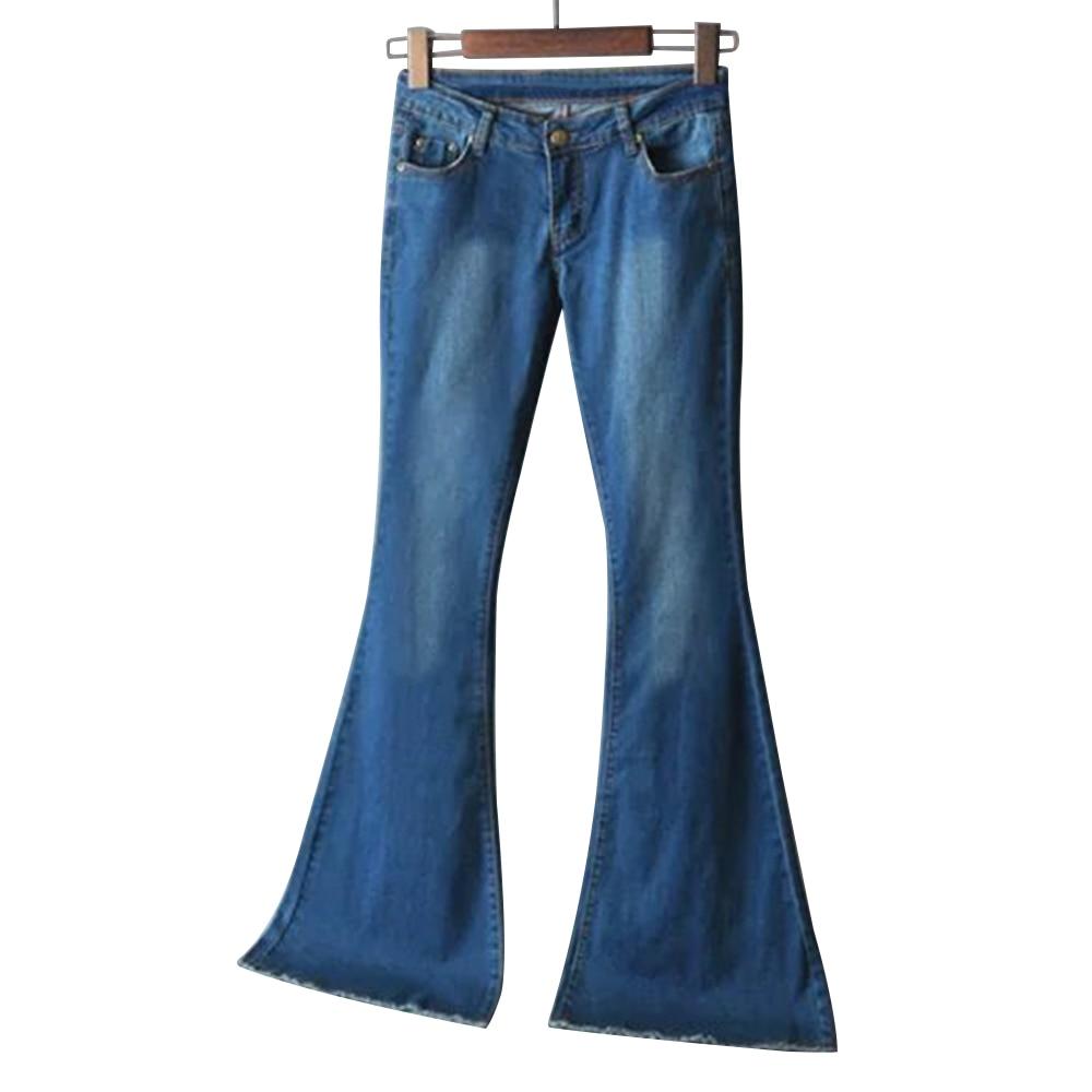 Mid Waist Flare Bell Bottoms Jeans Stretching Wide Leg Denim - Easy Pickins Store