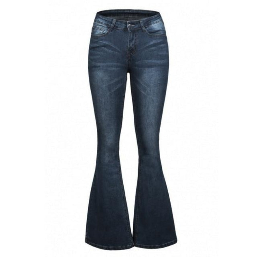 Mid Waist Flare Bell Bottoms Jeans Stretching Wide Leg Denim - Easy Pickins Store