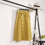 Midi Knee Length Elegant Button High Waist Skirt - Easy Pickins Store