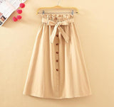 Midi Knee Length Elegant Button High Waist Skirt - Easy Pickins Store