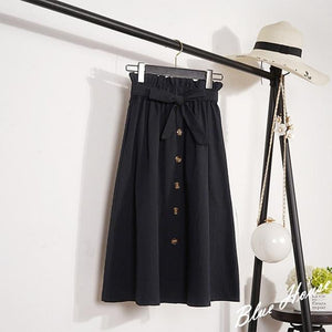 Midi Knee Length Elegant Button High Waist Skirt - Easy Pickins Store