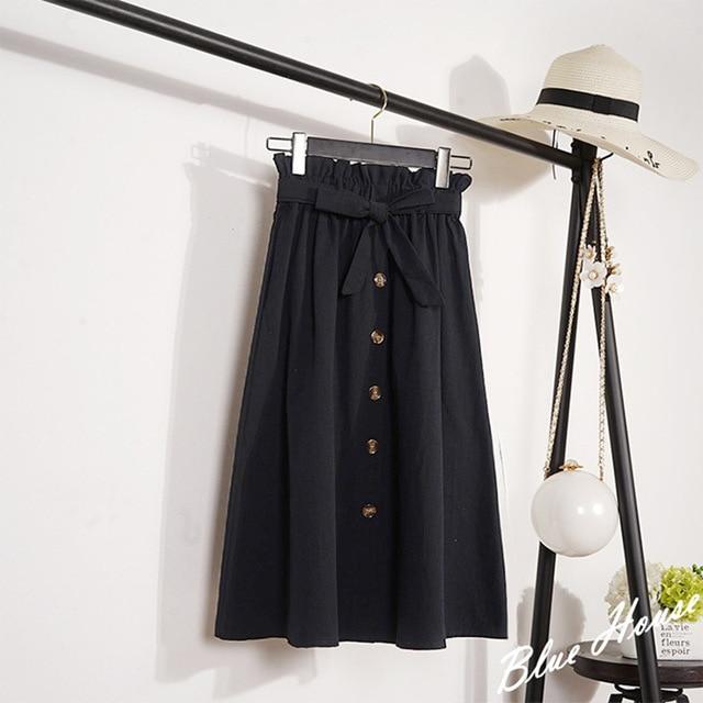 Midi Knee Length Elegant Button High Waist Skirt - Easy Pickins Store