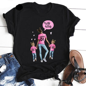 Mother's Love T-shirt Black Short Sleeve Vogue - Easy Pickins Store