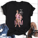 Mother's Love T-shirt Black Short Sleeve Vogue - Easy Pickins Store