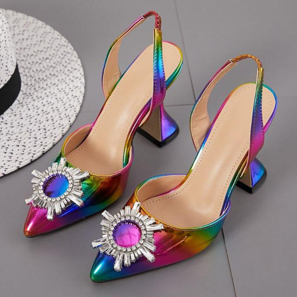 Multicolor High Heels Rhinestone Pumps - Easy Pickins Store