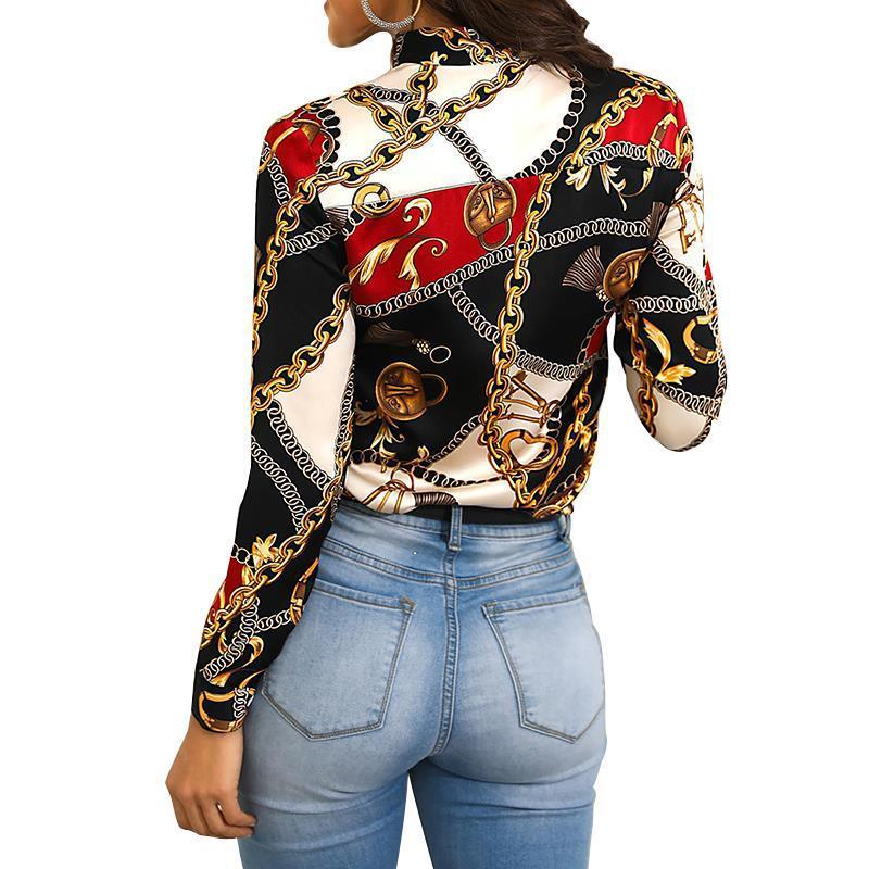 Neckline Long Sleeved Blouse - Easy Pickins Store