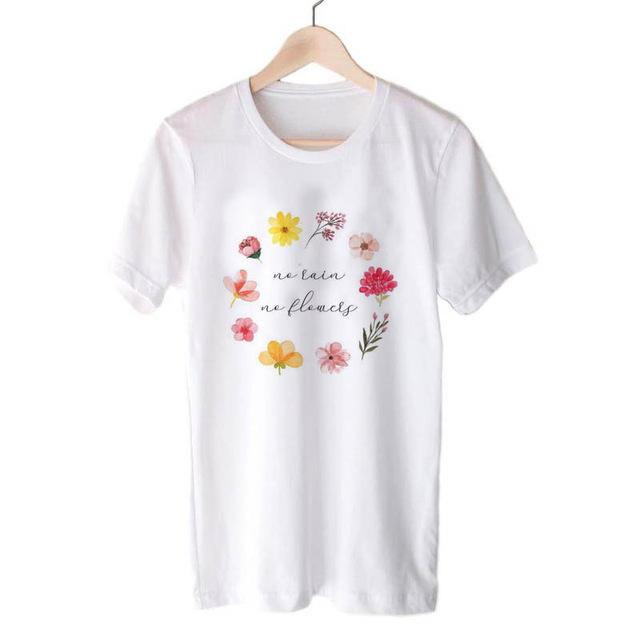 No Rain No Flowers T-shirt Garden Farm White Soft - Easy Pickins Store