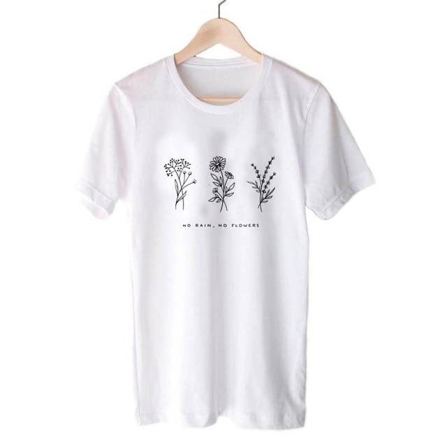 No Rain No Flowers T-shirt Garden Farm White Soft - Easy Pickins Store