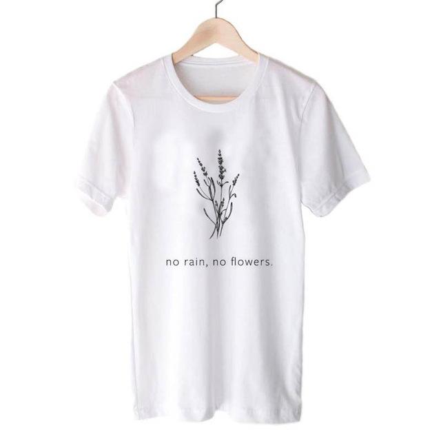 No Rain No Flowers T-shirt Garden Farm White Soft - Easy Pickins Store