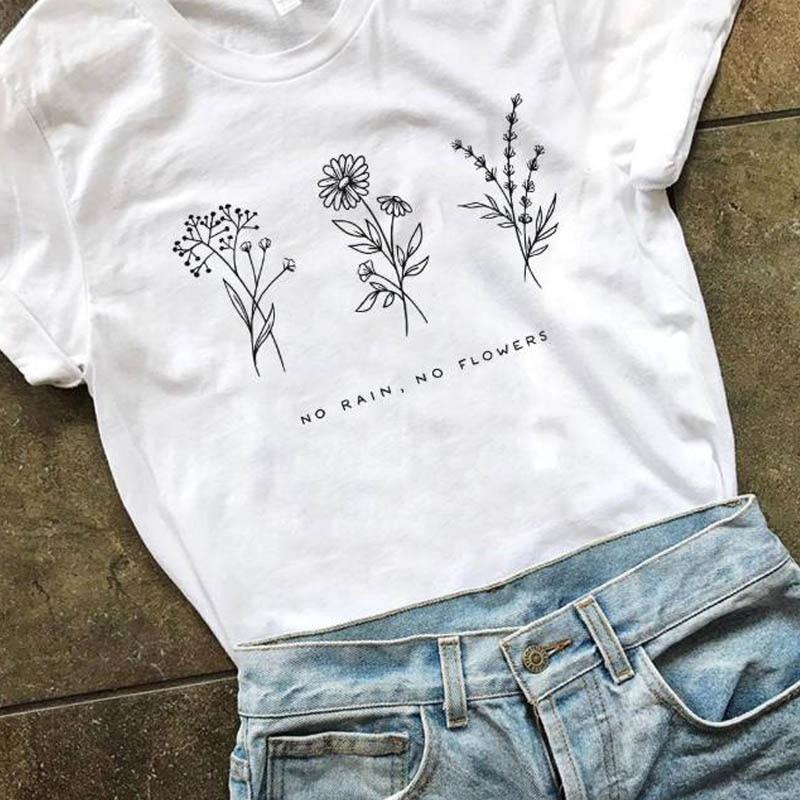 No Rain No Flowers T-shirt Garden Farm White Soft - Easy Pickins Store