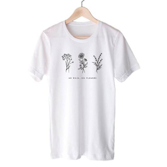 No Rain No Flowers T-shirt Garden Farm White Soft - Easy Pickins Store