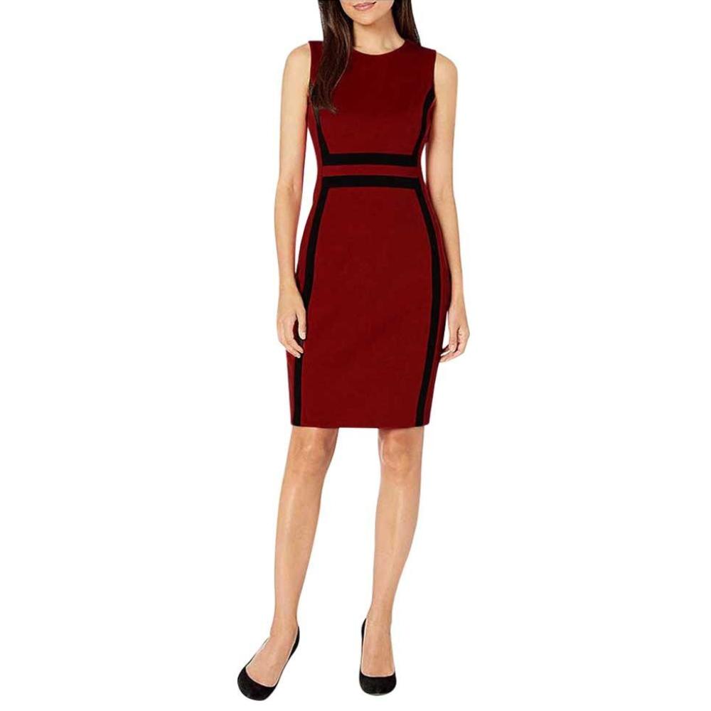 O - neck Contrast Color Stitching Pencil Dress - Easy Pickins Store