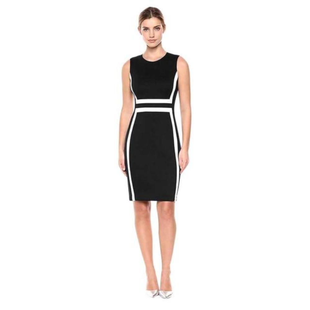 O - neck Contrast Color Stitching Pencil Dress - Easy Pickins Store