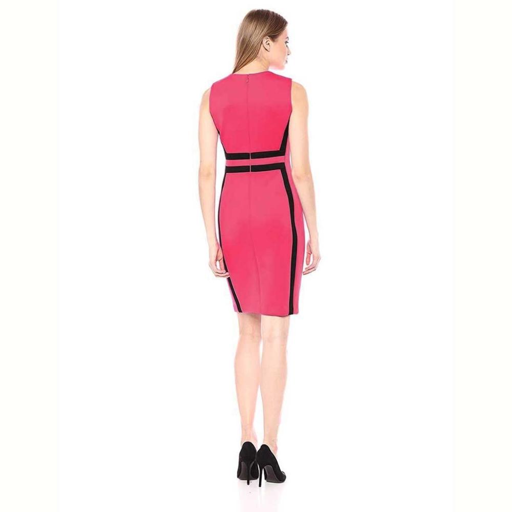 O - neck Contrast Color Stitching Pencil Dress - Easy Pickins Store