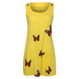 O Neck Sleeveless Shoulder Clasp Butterfly Print Dress - Easy Pickins Store