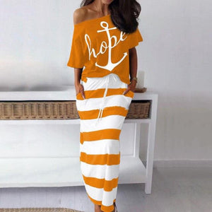 Off Shoulder Top and Skirt Dress Batwing Sleeve - Easy Pickins Store