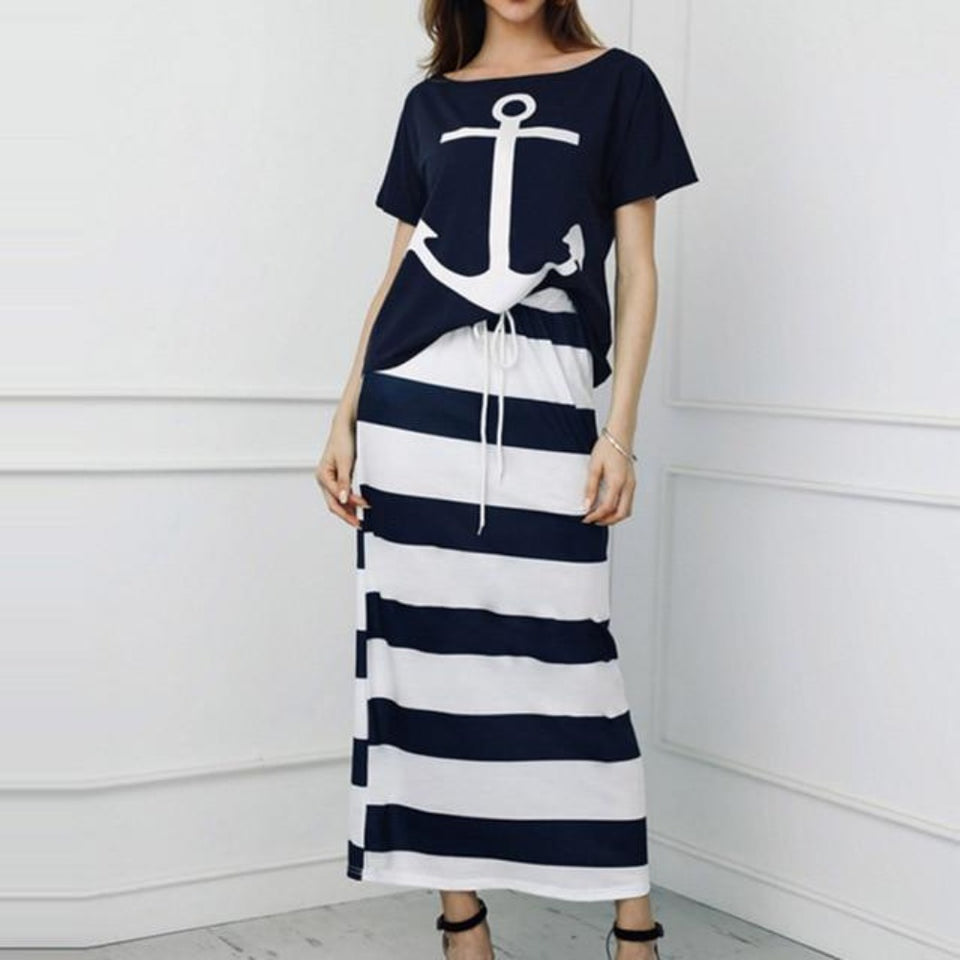Off Shoulder Top and Skirt Dress Batwing Sleeve - Easy Pickins Store