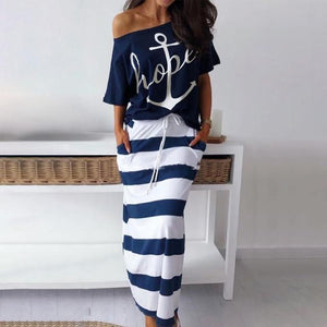 Off Shoulder Top and Skirt Dress Batwing Sleeve - Easy Pickins Store