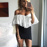Off The Shoulder Bodysuit Lace Stretch - Easy Pickins Store