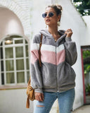Patchwork Plush Jacket Long Sleeve Thicken Teddy Pocket Outerwear - Easy Pickins Store