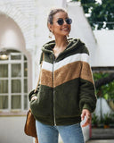 Patchwork Plush Jacket Long Sleeve Thicken Teddy Pocket Outerwear - Easy Pickins Store