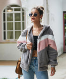 Patchwork Plush Jacket Long Sleeve Thicken Teddy Pocket Outerwear - Easy Pickins Store