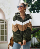 Patchwork Plush Jacket Long Sleeve Thicken Teddy Pocket Outerwear - Easy Pickins Store