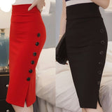 Pencil High Waist Button Skirt - Easy Pickins Store