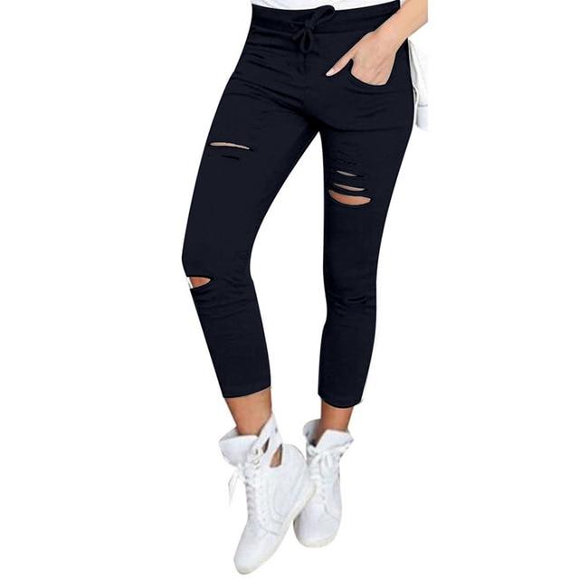 Pencil Lace Up Waist Multi Pockets Cargo Slim Fit Pants - Easy Pickins Store