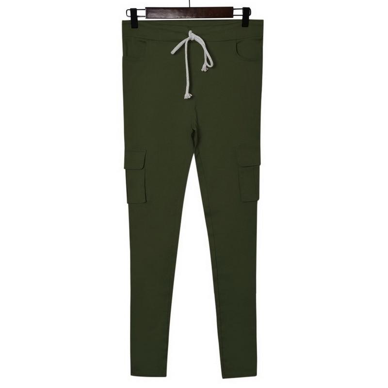 Pencil Lace Up Waist Multi Pockets Cargo Slim Fit Pants - Easy Pickins Store