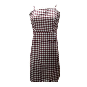 Plaid Sleeveless Backless High Waist Slim Fit Dress - Easy Pickins Store