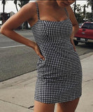 Plaid Sleeveless Backless High Waist Slim Fit Dress - Easy Pickins Store