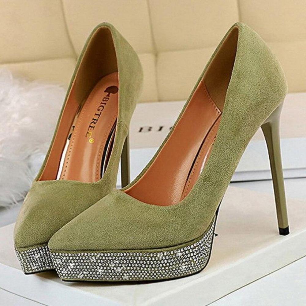 Platform Rhinestone High Heels Pointed Pumps - Easy Pickins Store