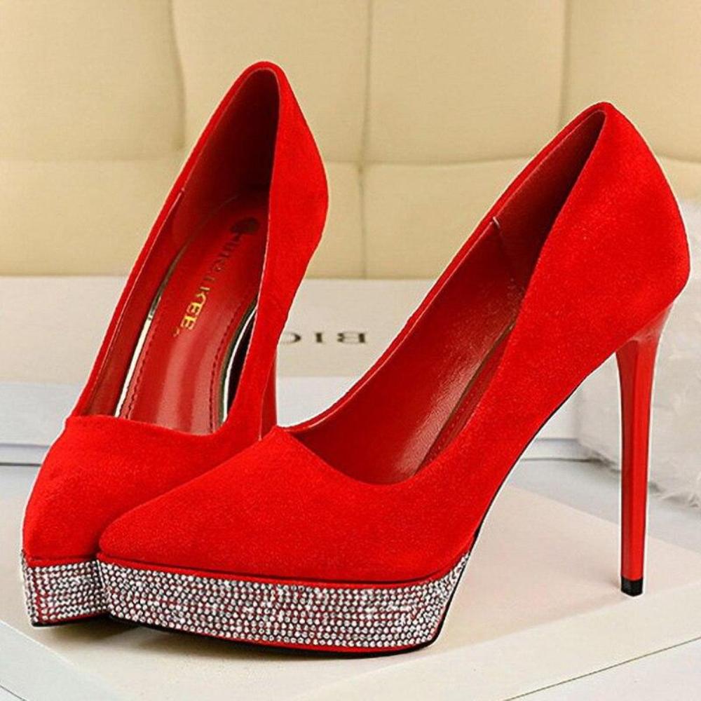 Platform Rhinestone High Heels Pointed Pumps - Easy Pickins Store
