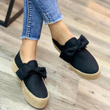 Platform Sneakers Slip On Bow Flats Leather Suede - Easy Pickins Store