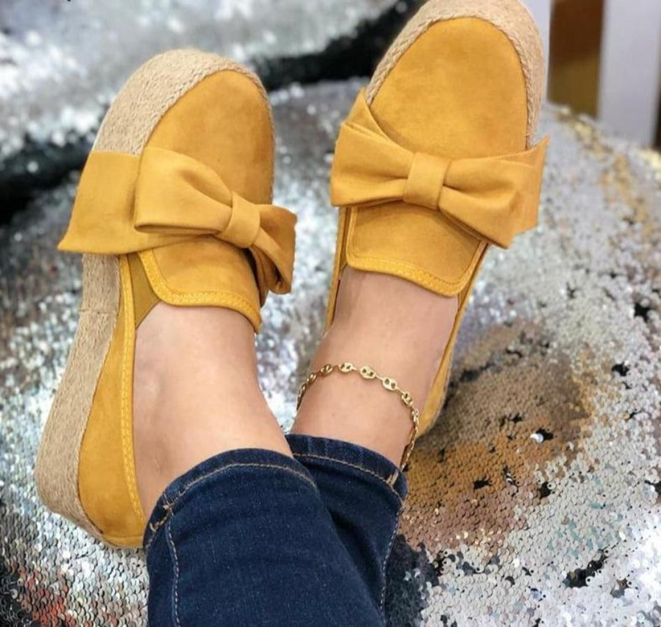 Platform Sneakers Slip On Bow Leather Loafers Moccasins - Easy Pickins Store