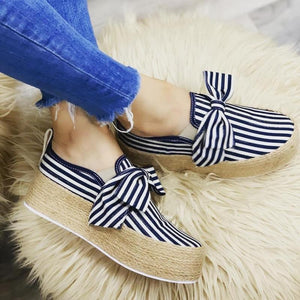 Platform Sneakers Slip On Bow Leather Loafers Moccasins - Easy Pickins Store