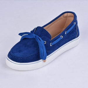 Platform Sneakers Slip On Bows Leather Suede - Easy Pickins Store