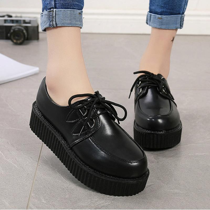 Platform Suede Lace Up Creepers Plus Sizes - Easy Pickins Store